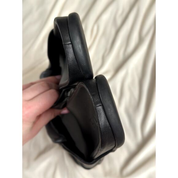 Like New Sz 7 Strive Black Nappa Goat Leather Sandal Knotted Slide Slip On - Picture 4 of 8